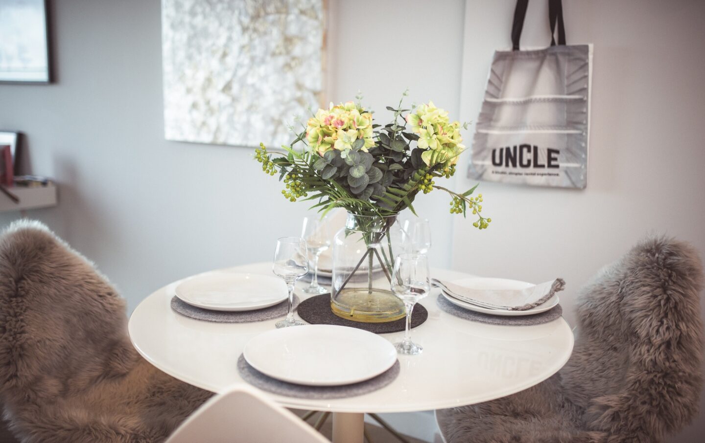 A picture of the dining room inside one of the apartment buildings in Uncle & Elephant Castle in London.