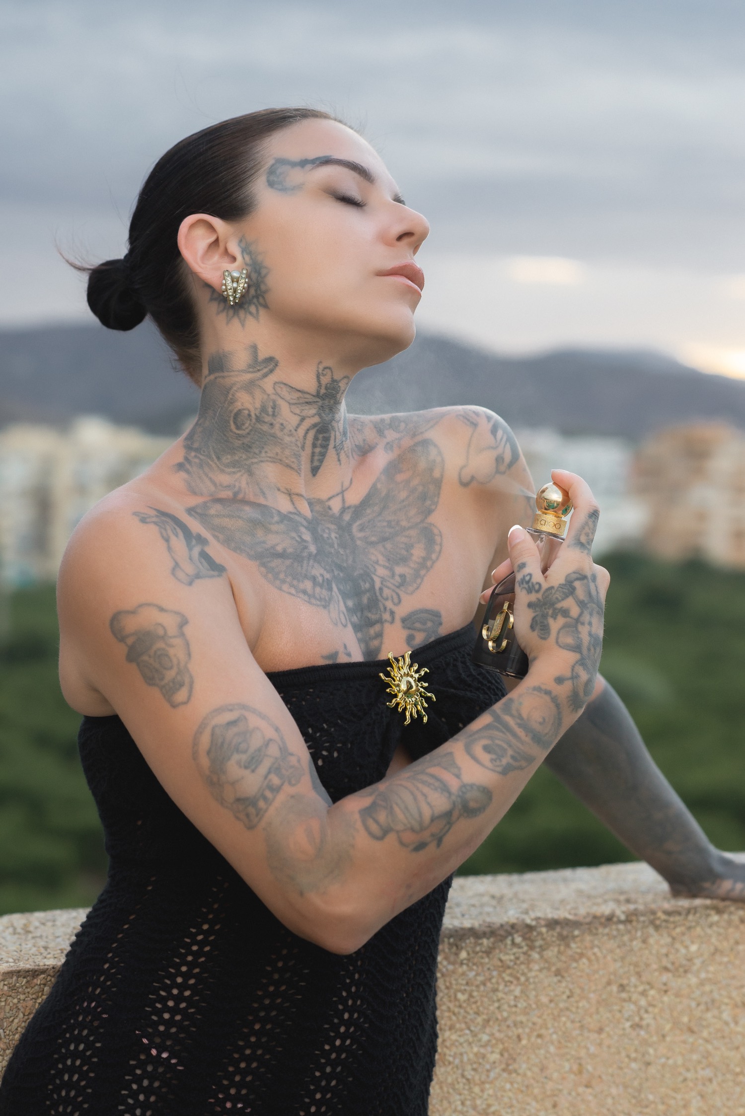 A picture of Eve Sara modelling the fragrance Jimmy Choo Forever Perfume