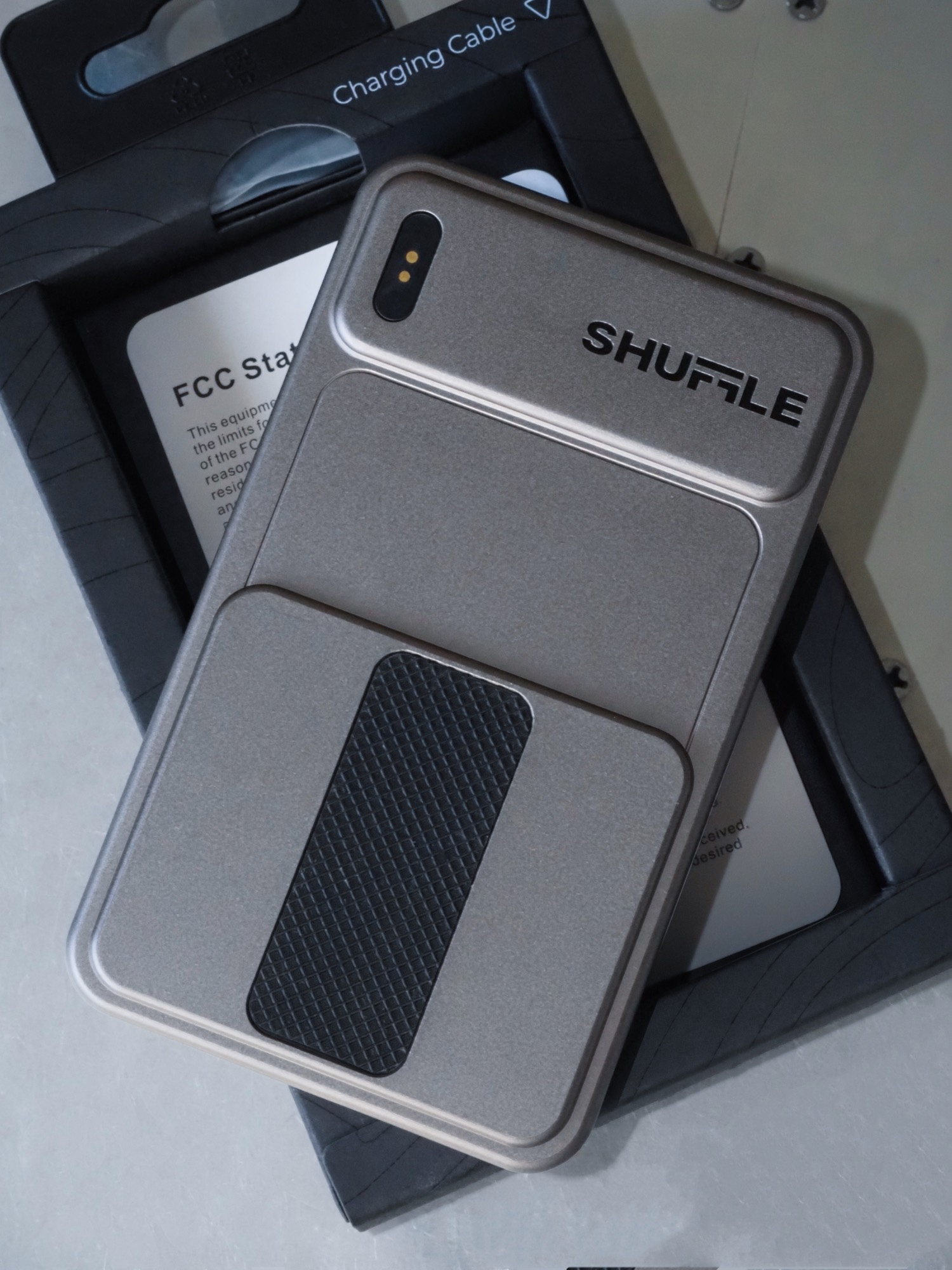 A picture of the Shuffle 2.0 on Eve Sara McIntosh's table.